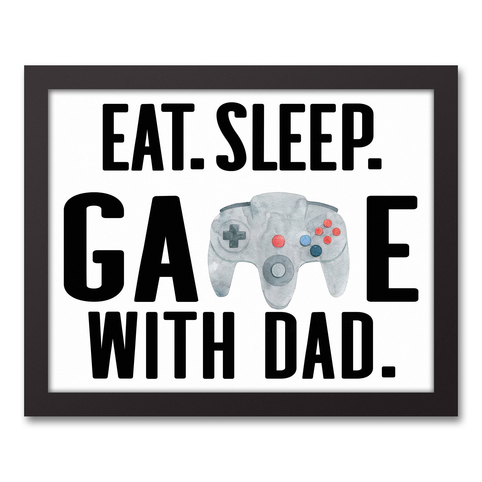 Game with Dad Black Framed Canvas Art